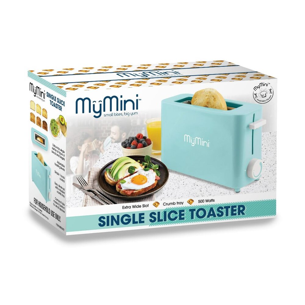 MyMini Single Slice Toaster – Aqua Retro Compact Kitchen Appliance 500 Watts